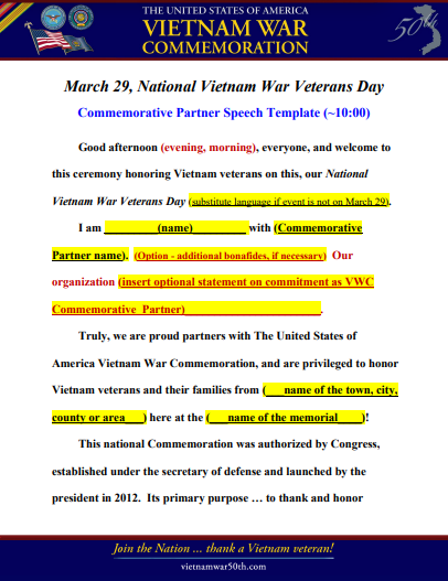 29 March Speech Templates